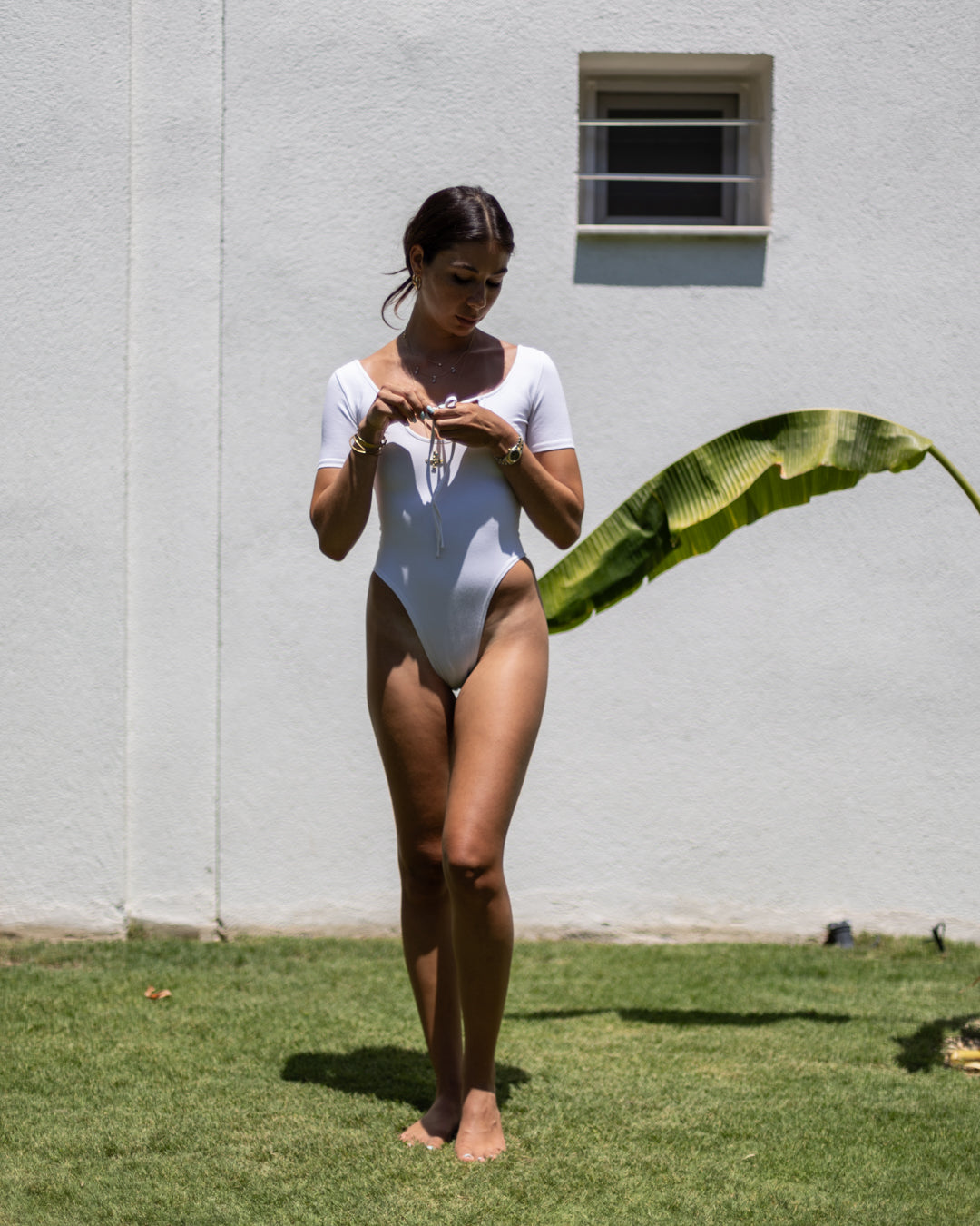 White' Call Me Short Sleeve Bodysuit