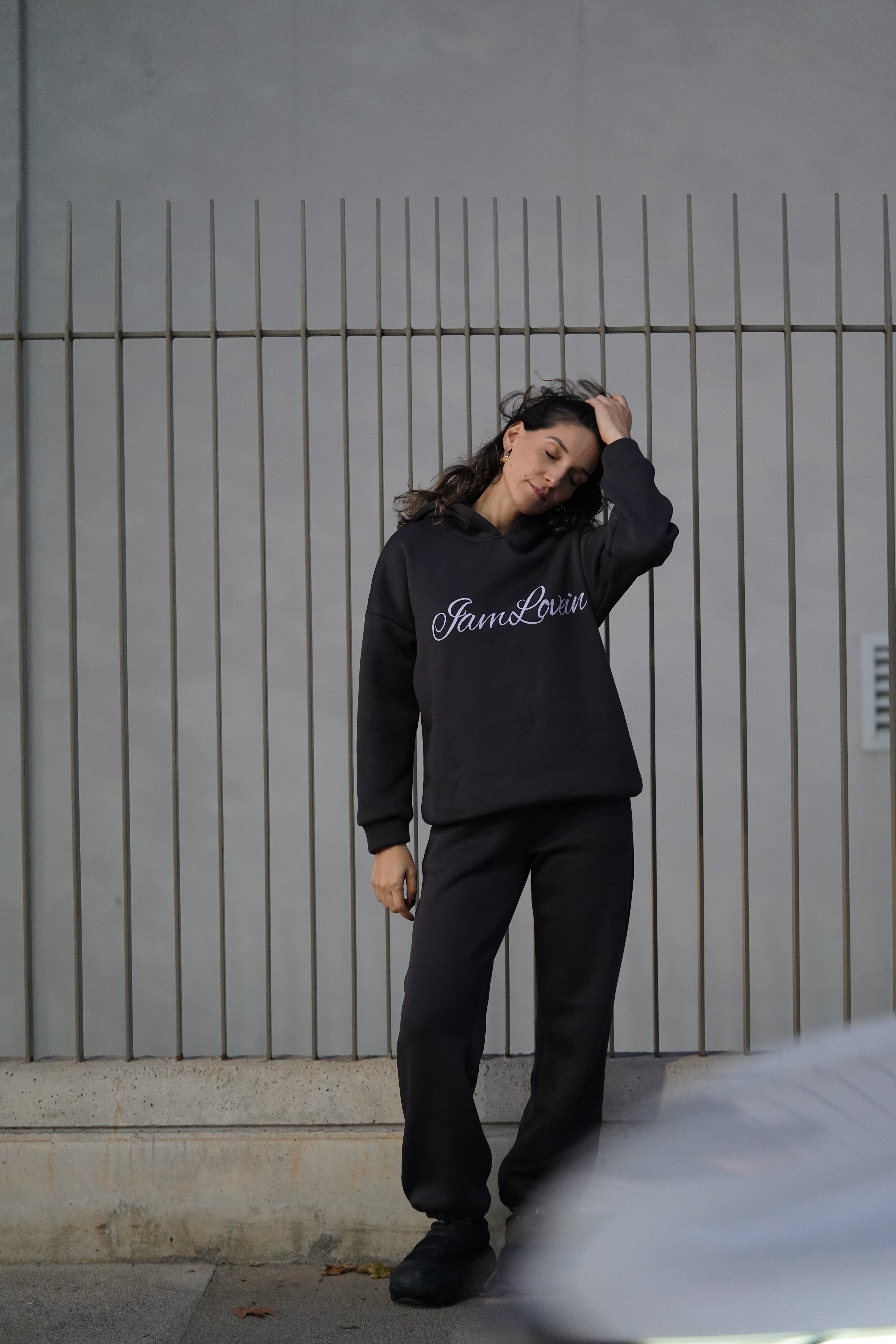 Antrasit Kapişonlu Eşofman Üstü