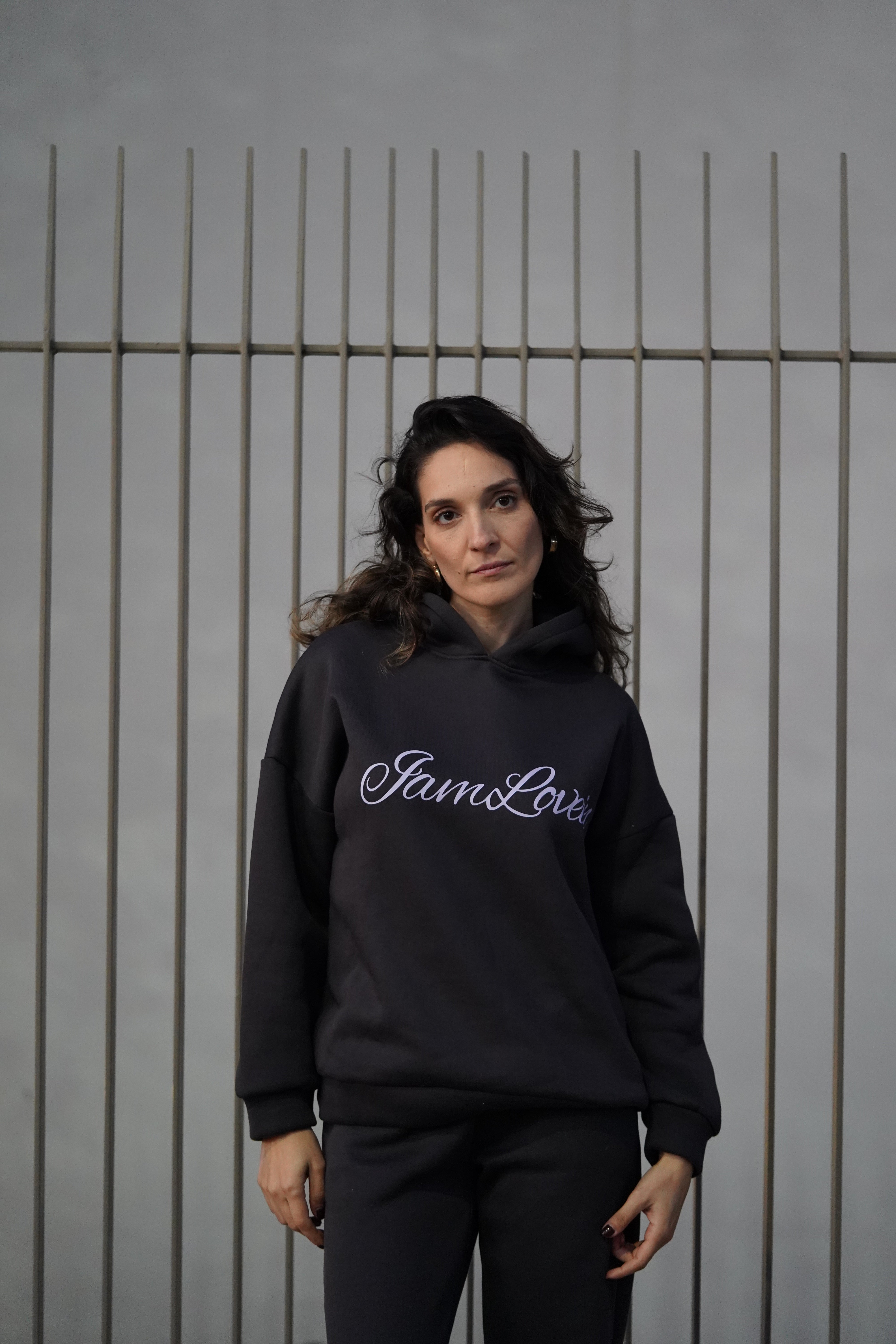 Antrasit Kapişonlu Eşofman Üstü