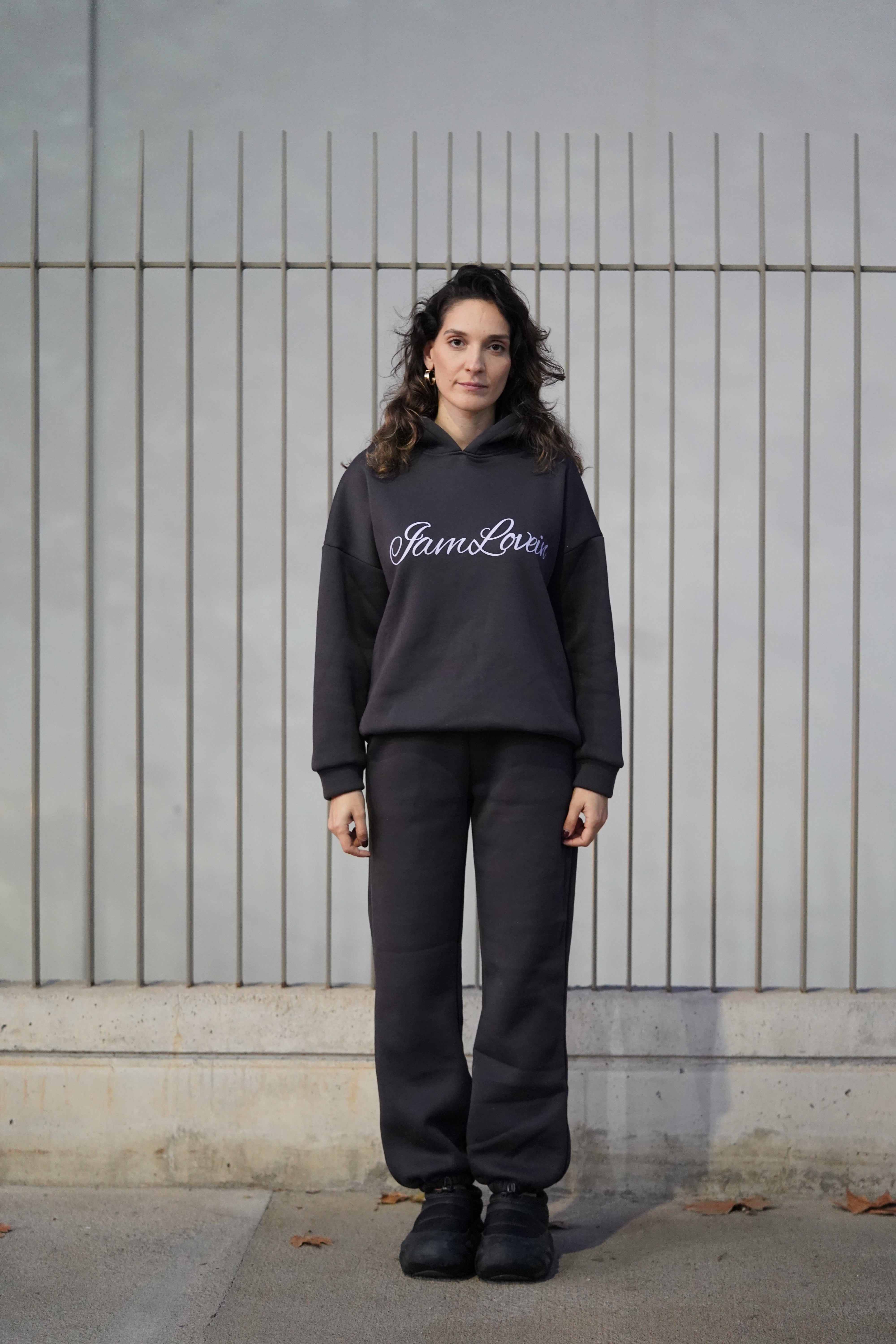 Antrasit Kapişonlu Eşofman Üstü