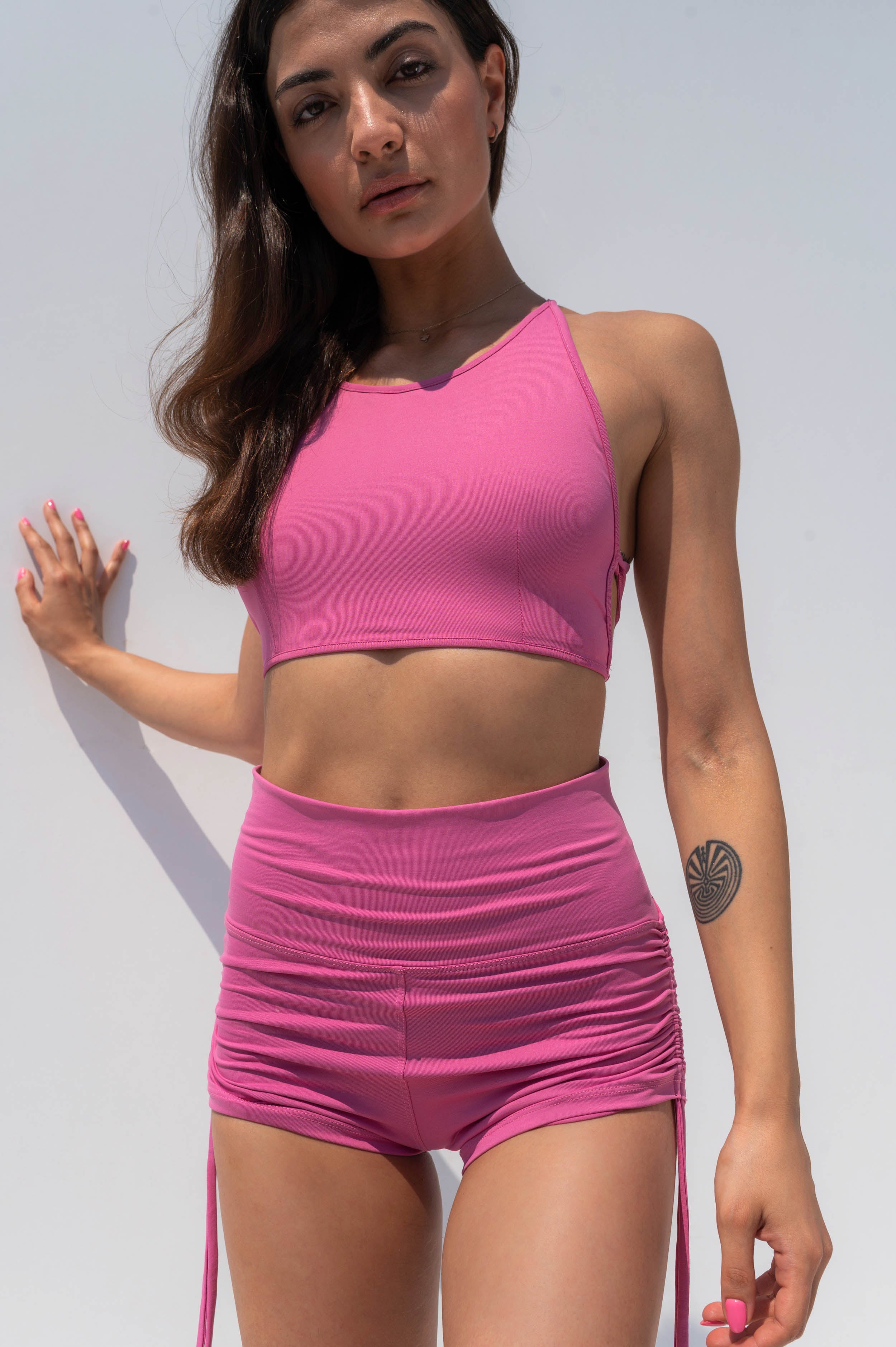 Bubble Gum' Shirring Shorts