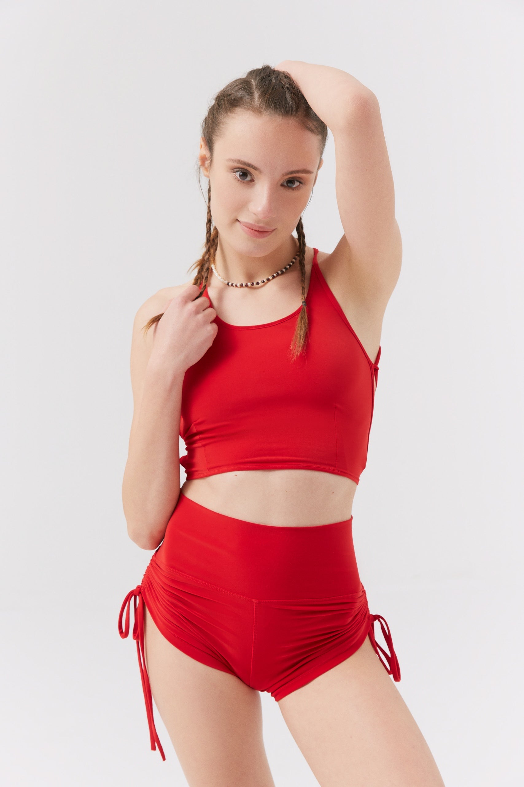 Kırmızı Büzgülü Şort