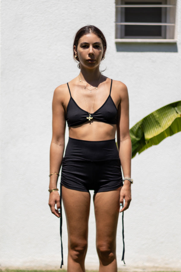 Black'Shirring Shorts
