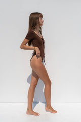 Coffee Bean' Short Sleeve Call Me Bodysuit