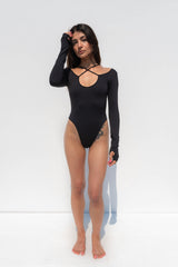 Black' Call Me Long Sleeve Bodysuit